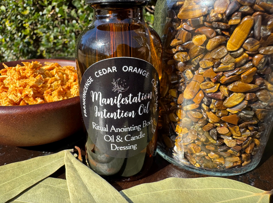 Manifestation Intention Oil Organic Ritual Oil for Candle Dressing and Body Anointing Small Gift Wicca Free Gift Wrap Witchcraft Supplies