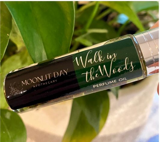 Walk in the Woods Perfume Organic Aromatherapy Crystal infused Essential Oils Fall Forest Scent Patchouli Autumn Fragrance Small Gift Wicca