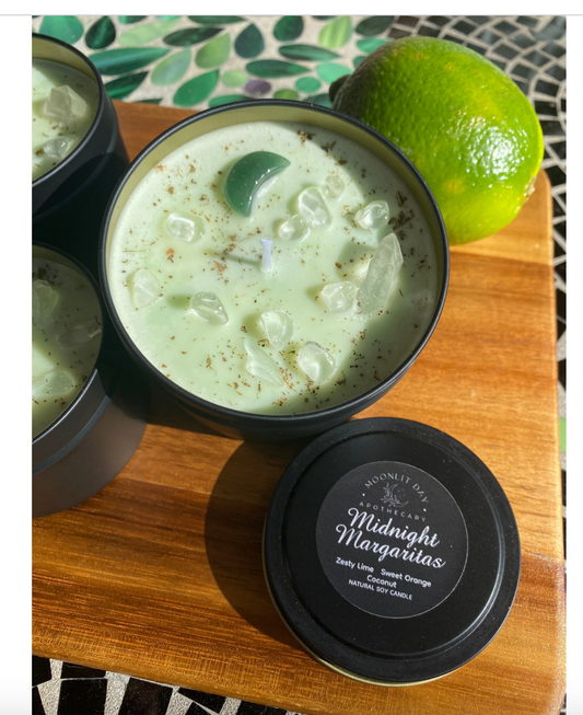 Midnight Margaritas Candle Lime Practical Magic Movie Organic Soy Candle Crystal Topped Herbs Lemon Balm Owens Sisters candle Free Gift Wrap