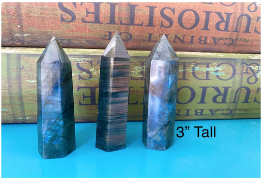 Flashy Labradorite Towers 3” Obelisks Free Gift Wrap Blue Stone Crystals