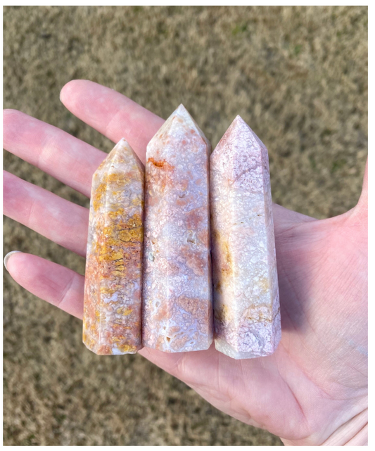 Pink Agate Towers Points Obelisks Free Gift Wrap 3”-3.5” Tall.