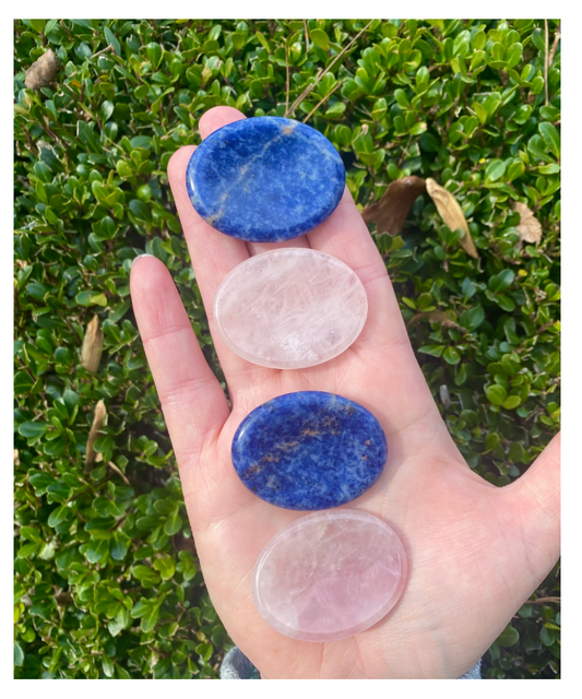 Thumb Worry Stones Pink Rose Quartz Natural Crystal Free Gift Wrap