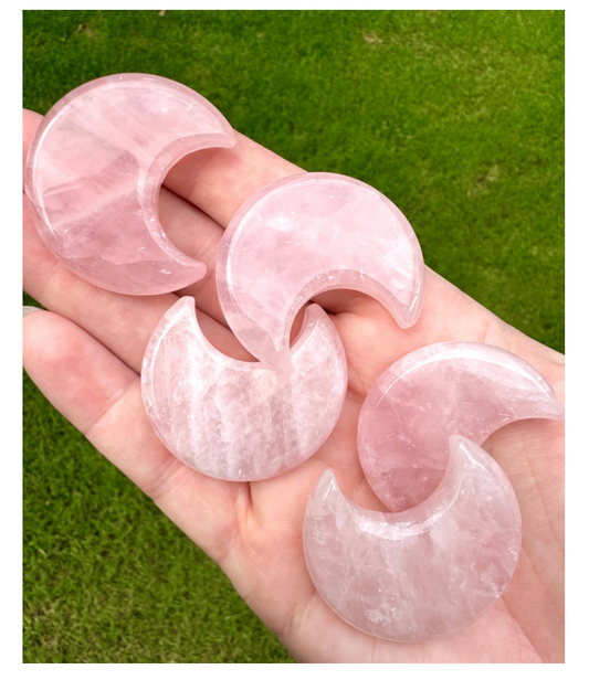 Rose Quartz Moon Carving Altar Tile  Pocket Stone Free Gift Wrap