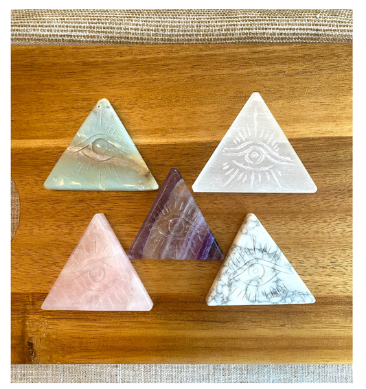 Eye of Horus Evil Eye Devil Eye Triangle Rose Quartz Crystal Carving Free Gift Wrap