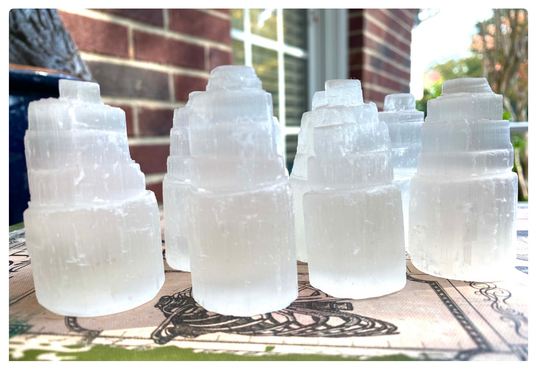 Selenite Towers 4 inches each Small Gift Crystal Lover Satin Spar Free Gift Wrap
