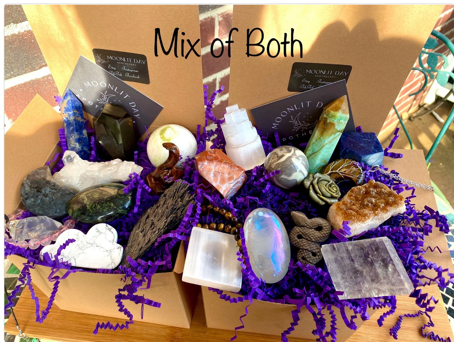 Deluxe Crystal Mystery Box Gift Box Crystal Carvings Palm Stones Towers Geodes Spheres Jewelry Free Gift Wrap Witchy Mystery Box