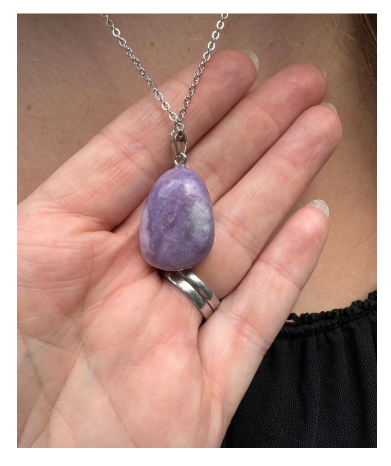 Natural Lepidolite Pendant with 20” Silver Necklace Chain Free Gift Wrap